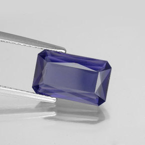 Iolita azul natural de 2,62 ct, corte esmeralda, VS-SI