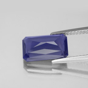 Iolita azul natural de 2,62 ct, corte esmeralda, VS-SI