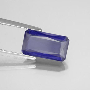 Iolita azul natural de 2,10 ct, corte esmeralda, VS