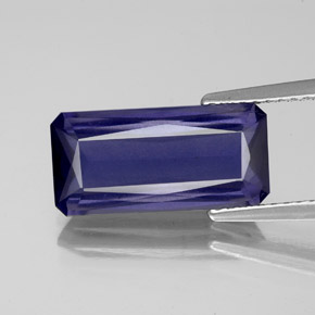 Iolita azul natural de 3,39 ct, corte esmeralda, VS