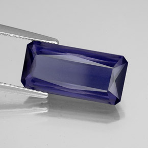 Iolita azul natural de 3,39 ct, corte esmeralda, VS