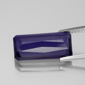Iolita azul natural de 3,39 ct, corte esmeralda, VS