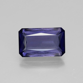 Iolita azul natural de 3,41 ct, corte esmeralda, VS
