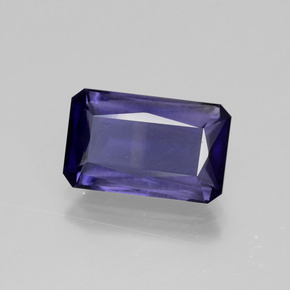 Iolita azul natural de 3,41 ct, corte esmeralda, VS