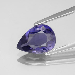 Iolita azul natural de 1,37 ct, en forma de pera, VS
