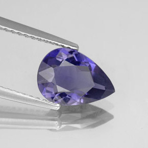 Iolita azul natural de 1,37 ct, en forma de pera, VS