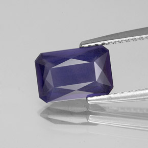 Iolita azul natural de 1,36 ct, corte esmeralda, VS