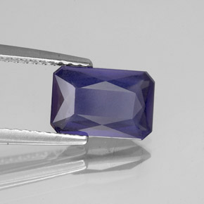 Iolita azul natural de 1,36 ct, corte esmeralda, VS