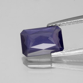 Iolita azul natural de 1,36 ct, corte esmeralda, VS