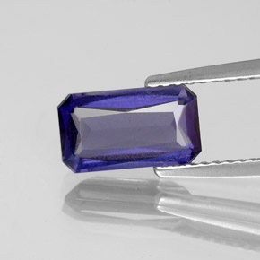 Iolita azul natural de 1,33 ct, corte esmeralda, VS