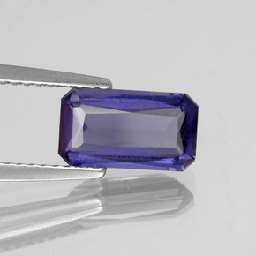 Iolita azul natural de 1,33 ct, corte esmeralda, VS