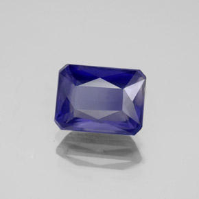 Iolita azul natural de 2,07 ct, corte esmeralda, VS