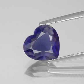 Iolita azul natural de 1,74 ct, forma de corazón, VS