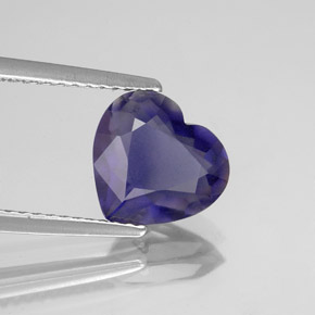 Iolita azul natural de 1,74 ct, forma de corazón, VS