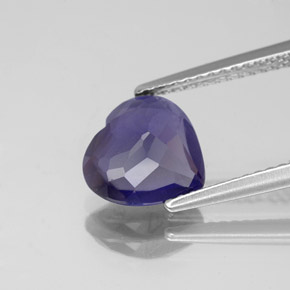 Iolita azul natural de 1,74 ct, forma de corazón, VS