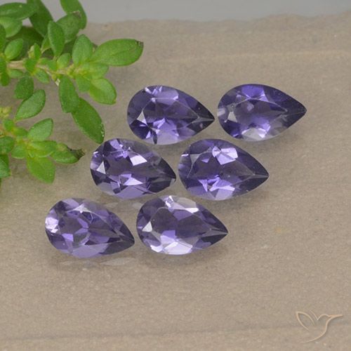 Gemas de iolita violeta natural de 1,65 ct, en forma de pera, VS