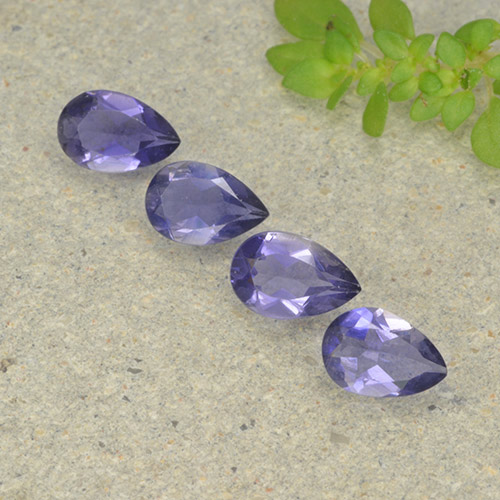 Gemas de iolita violeta natural de 1,19 ct, en forma de pera, VS