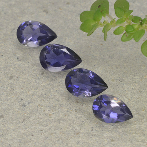 Gemas de iolita violeta natural de 1,31 ct, en forma de pera, VS