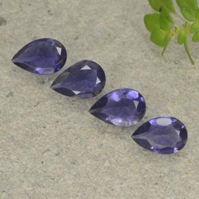 Gemas de iolita violeta natural de 1,11 ct, en forma de pera, VS