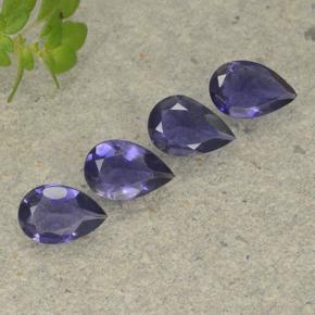 Gemas de iolita violeta natural de 1,11 ct, en forma de pera, VS