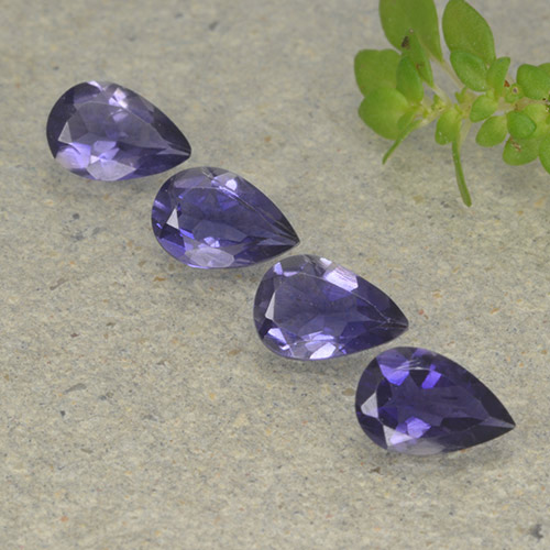 Gemas de iolita violeta natural de 1,18 ct, en forma de pera, VS