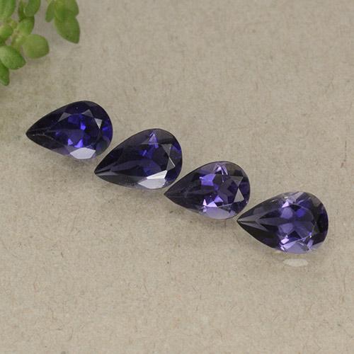 Gemas de iolita violeta natural de 1,34 ct, en forma de pera, VS