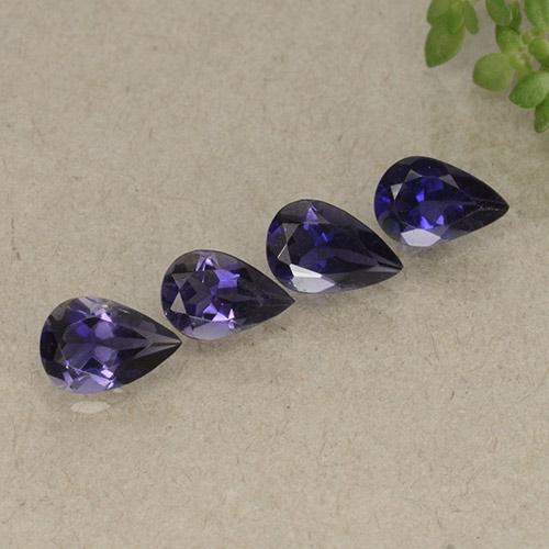 Gemas de iolita violeta natural de 1,34 ct, en forma de pera, VS