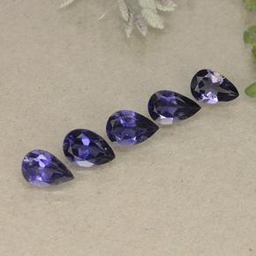 Gemas de iolita violeta natural de 1,74 ct, en forma de pera, VS
