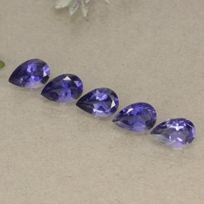 Gemas de iolita violeta natural de 1,74 ct, en forma de pera, VS