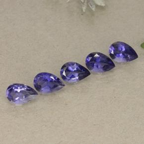 Gemas de iolita violeta natural de 1,74 ct, en forma de pera, VS