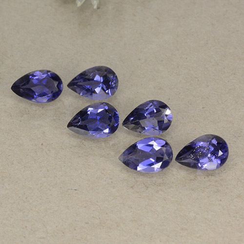 Gemas de iolita violeta natural de 2,04 ct, en forma de pera, VS