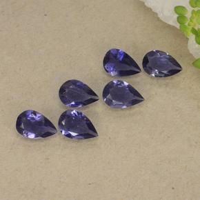 Gemas de iolita violeta natural de 1,60 ct, en forma de pera, VS