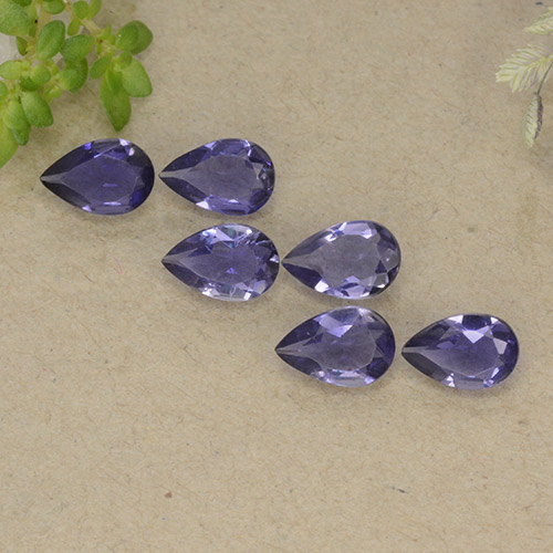 Gemas de iolita violeta natural de 1,68 ct, en forma de pera, VS