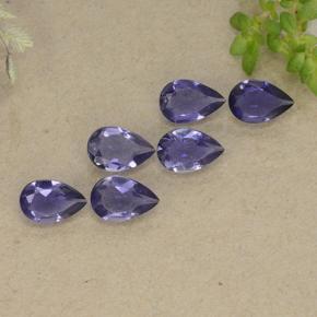 Gemas de iolita violeta natural de 1,68 ct, en forma de pera, VS