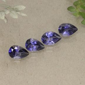 Gemas de iolita violeta intenso natural de 1,43 ct, en forma de pera, VS