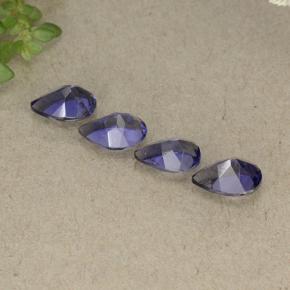 Gemas de iolita violeta intenso natural de 1,43 ct, en forma de pera, VS