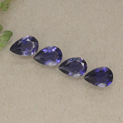 Gemas de iolita violeta natural de 1,26 ct, en forma de pera, VS