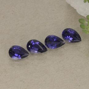 Gemas de iolita violeta natural de 1,41 ct, en forma de pera, VS