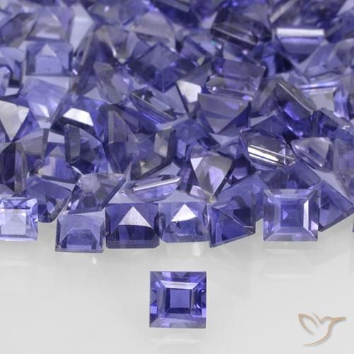 Iolita violeta natural de 0,12 ct, cuadrado, VVS-VS