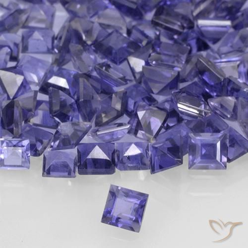 Iolita violeta natural de 0,12 ct, cuadrado, VVS-VS