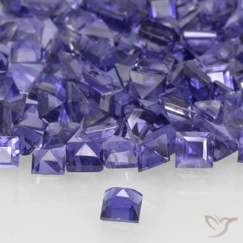 Iolita violeta natural de 0,12 ct, cuadrado, VVS-VS