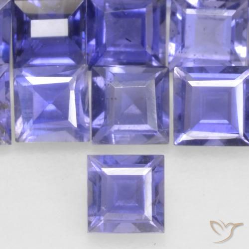 iolita Azul violeta intenso natural de 0.13 ct, Cuadrado, VS