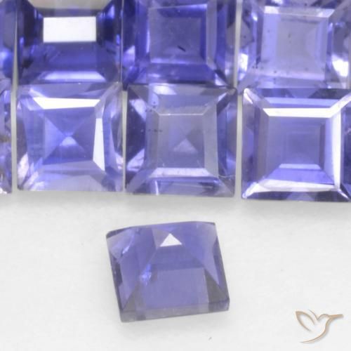 iolita Azul violeta intenso natural de 0.13 ct, Cuadrado, VS