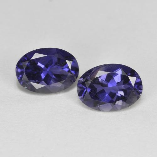 Gemas de iolita Violeta berenjena natural de 1.37 ct, Corte Óvalo, VS-SI