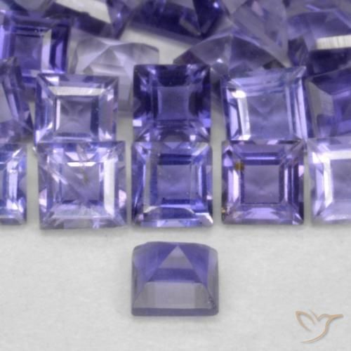 Iolita Violeta intenso natural de 0.08 ct, Cuadrado, VS