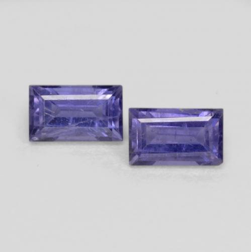 Gemas de iolita violeta natural de 0,70 ct, baguette, VS-SI