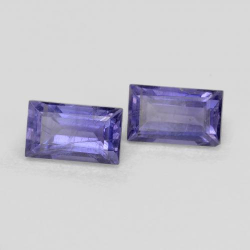 Gemas de iolita violeta natural de 0,70 ct, baguette, VS-SI