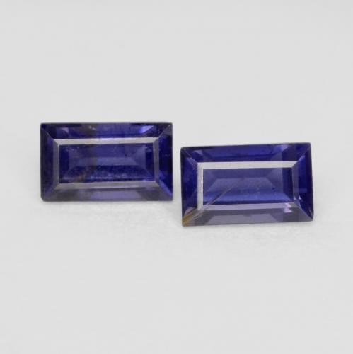Gemas de iolita púrpura azulado oscuro natural de 0,61 ct, baguette, VS-SI