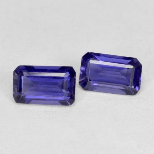 Gemas de iolita violeta natural de 0,51 ct, corte esmeralda, VS-SI