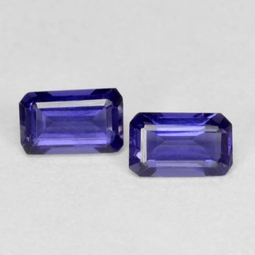 Gemas de iolita violeta natural de 0,51 ct, corte esmeralda, VS-SI